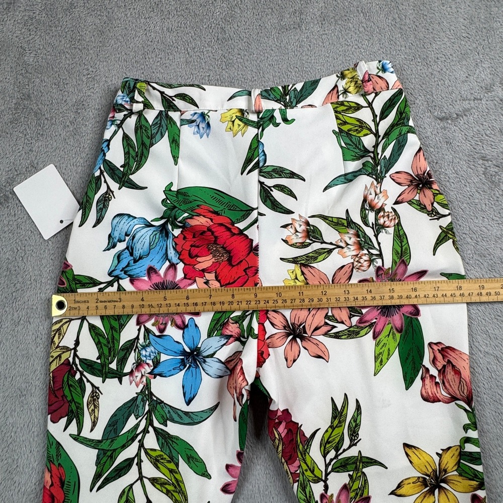NWT Maia Hemera Made In Italy Floral Print Pants White Multi Color Womens Size M - Picture 11 of 11